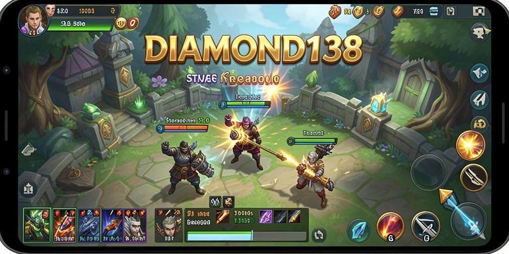 Tampilan gameplay seru DIAMOND138 dengan pertempuran strategi yang mendebarkan.