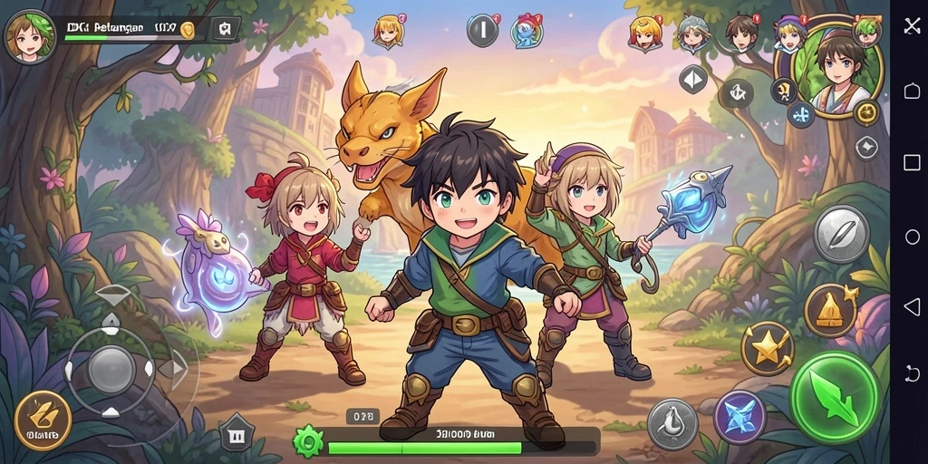 Screenshot utama DKK menampilkan karakter anime yang sedang bertarung.