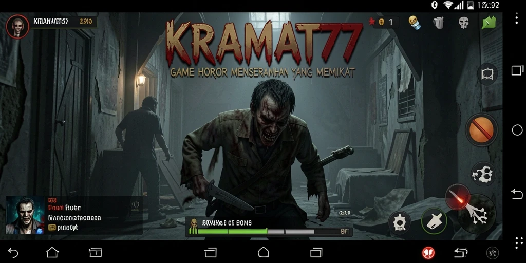 Screenshot gameplay KRAMAT77 yang menampilkan ketegangan horor.