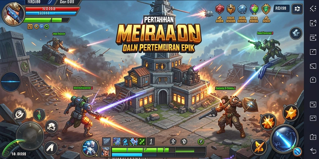 Tangkapan layar menunjukkan aksi menegangkan dalam permainan Tower Defense RDI88.